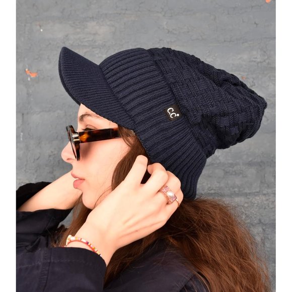 Beanie Fuzzy Fleece Lining Warm  Chunky Soft Stretchy Oversized  Knit Hat main image 5